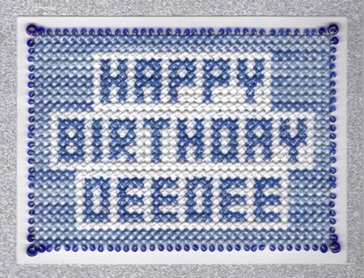 Outlined Words with Beads
(variegated blue)
Happy Birthday Card 1